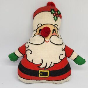 Vintage Christmas Plush Handmade Santa Ornament